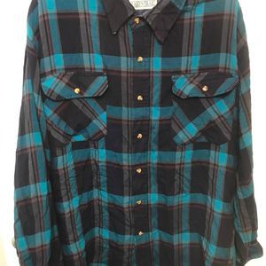 Lake N Trail flannel plus size 3x long sleeve buttonup top checkered teal